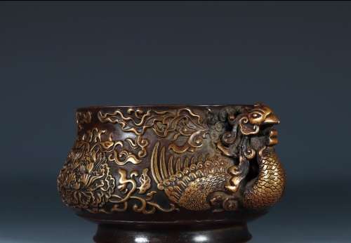 Chinese antique  19th century Qing Dynasty copper censer