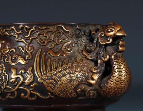 Chinese antique  19th century Qing Dynasty copper censer