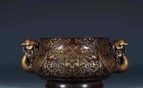 Chinese antique  19th century Qing Dynasty copper censer