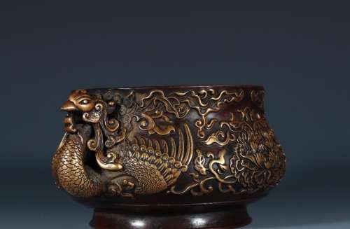 Chinese antique  19th century Qing Dynasty copper censer