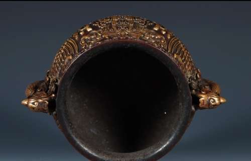 Chinese antique  19th century Qing Dynasty copper censer