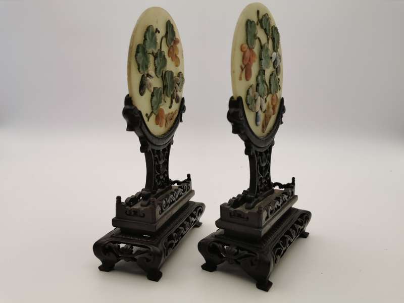A pair of Chinese jade screens from the late Qing Dynasty