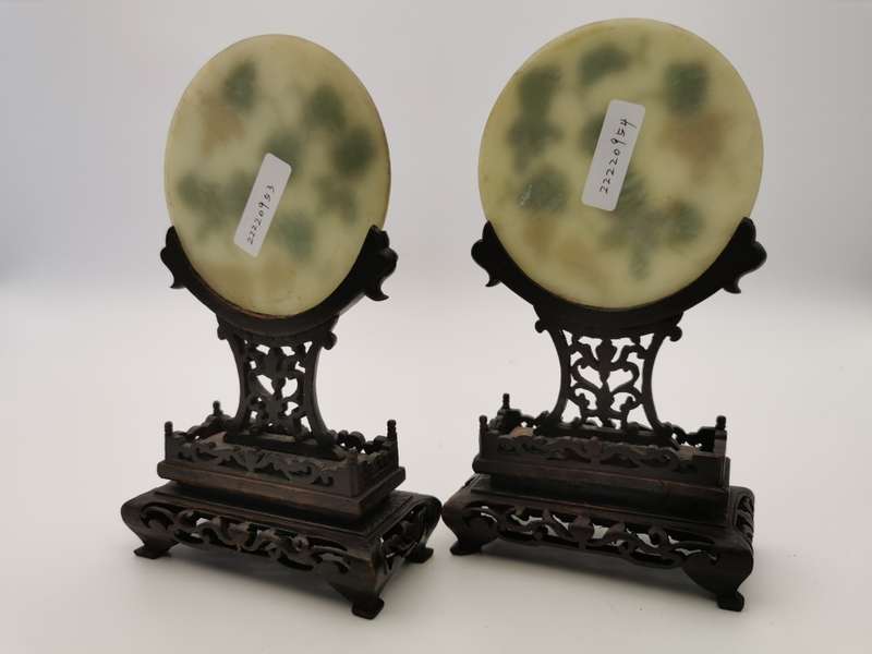 A pair of Chinese jade screens from the late Qing Dynasty