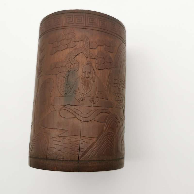 Antique Chinese The old Tibetan bamboo carving pen container from Chinese Qing Dynasty