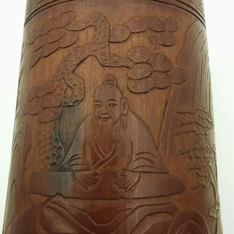 Antique Chinese The old Tibetan bamboo carving pen container from Chinese Qing Dynasty