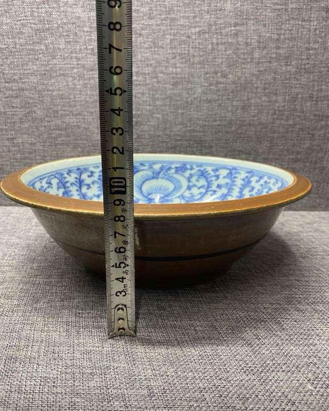 Chinese Blue and White Entangled Branches Peony Purple Gold Glazed Pot(DAOGUANG1821-1850)