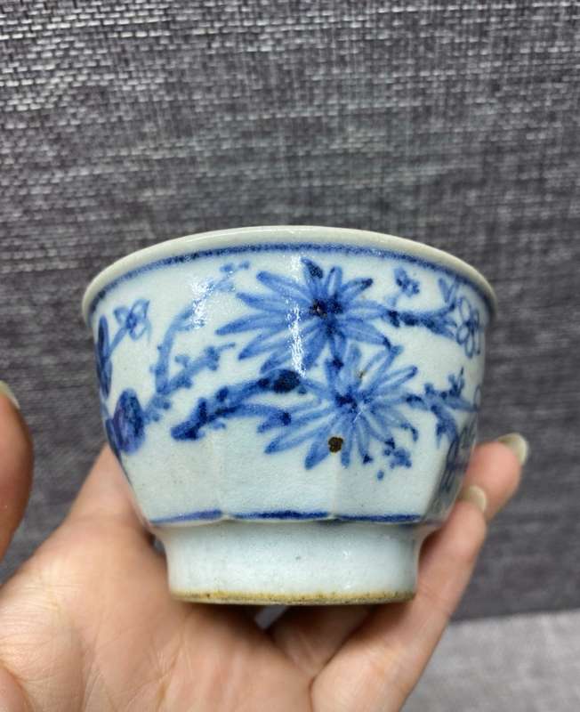Chinese Blue and White Flower Cup(Late Qing Dynasty1875-1912)