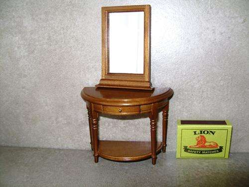 Dollhouse  Miniature Table and Mirror 1/12 scale