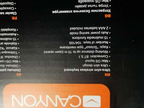 Canyon Ultra-slim wireless keyboard BK-10 Bluetooth