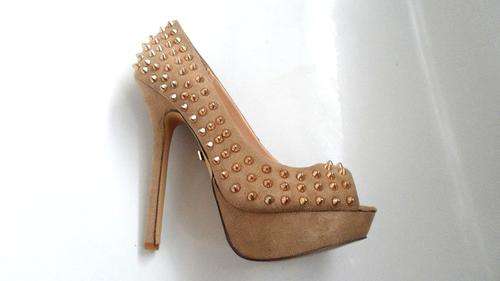 SISSY BOY STUDDED PEEPTOE HEELS (SIZE 3 / 4 / 5)