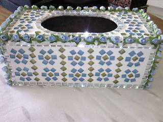beautiful  mosaic tissue box (blue and gold)