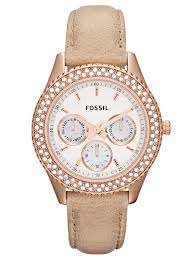 Fossil Multi Function Leather White Dial Ladies Watch ES3104