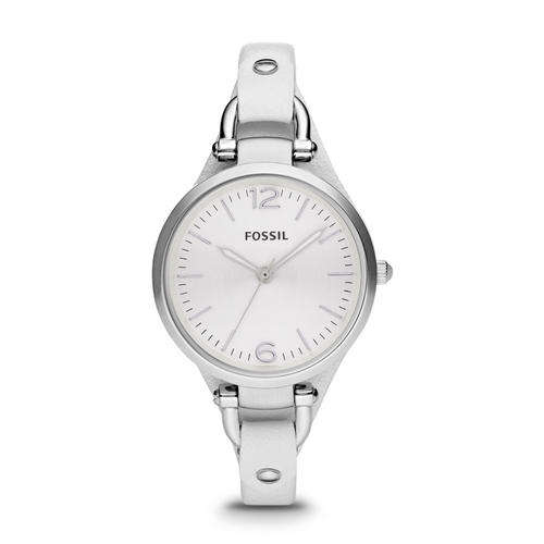 In Stock!! NEW Fossil Georgia White Leather Women's Watch ES2829