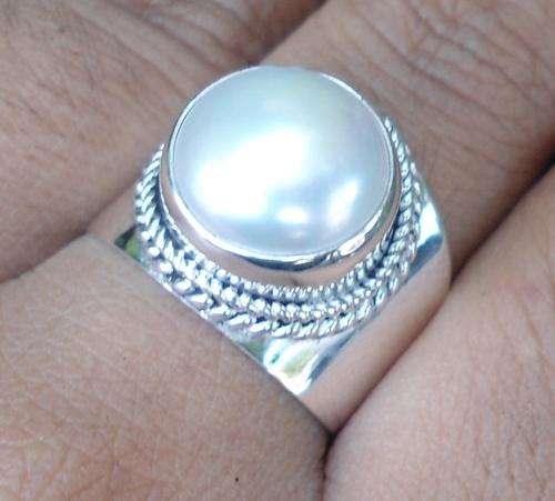 Sterling Silver 925 White Mabe Pearl Woman Ring