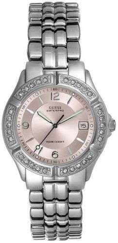 Guess Swarovski Pink Dial Stainless Steel Women's G75791M