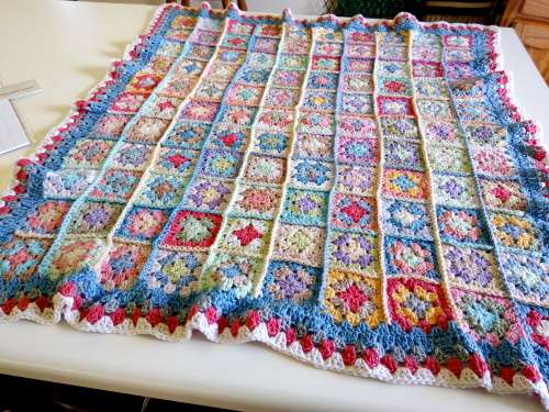 BOHO HAND CROCHET BABY BLANKET 80CM X 75 CM