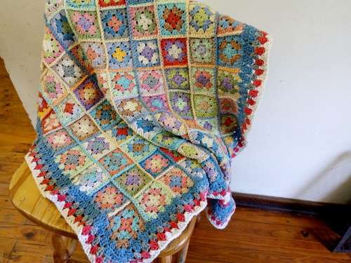 BOHO HAND CROCHET BABY BLANKET 80CM X 75 CM