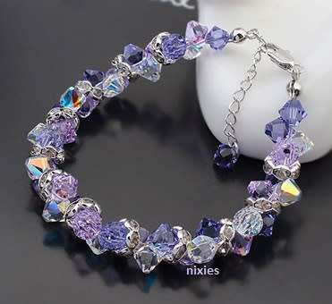 EXQUISITE SOFT AMETHYST REAL SWAROVSKI CRYSTAL BRACELET