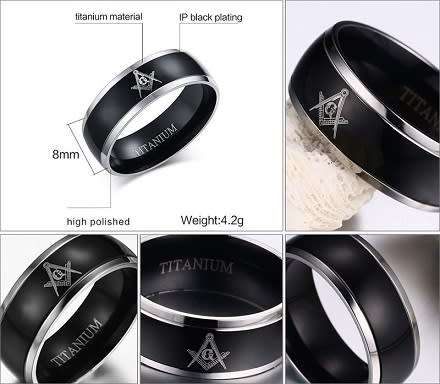 FREE MASON TITANIUM RING - SIZE 9(S)