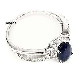 DARLING REAL BLUE SAPPHIRE 925 STERLING SILVER RING - SIZE 6(M)
