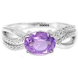 UNIQUE AMETHYST SOLID 925 STERLING SILVER RING - SIZE 6(M)