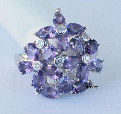 DARING REAL AMETHYST SOLID 925 STERLING SILVER RING - SIZE 8(Q)