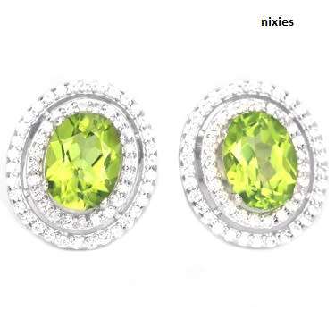 SPARKLING REAL PERIDOT 925 STERLING SILVER EARRINGS