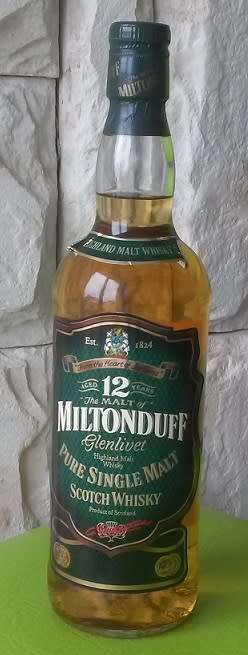 RARE 12 YEAR OLD MILTONDUFF GLENLIVET SINGLE MALT SCOTCH WHISKY
