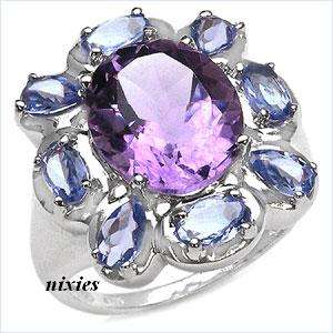 [R4360] CHARISMATIC 6.21CTW AMETHYST & TANZANITE 925 STERLING SILVER RING - SIZE 7(O)