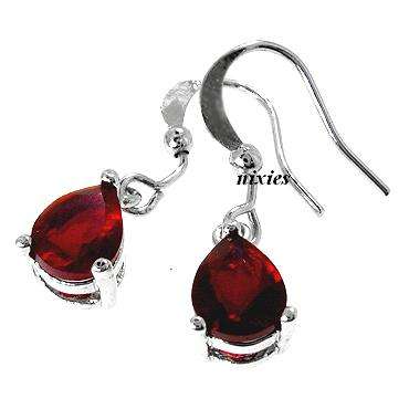 ADORABLE REAL GARNET TEARDROPS IN 925 STERLING SILVER