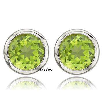 CHARMING REAL PERIDOT 925 STERLING SILVER STUDS