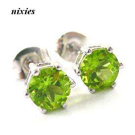 CHARMING 5mm REAL PERIDOT 925 STERLING SILVER STUDS
