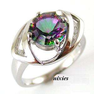 AWESOME  PURE 925 STERLING SILVER MYSTIC TOPAZ RING - SIZE 9(S)