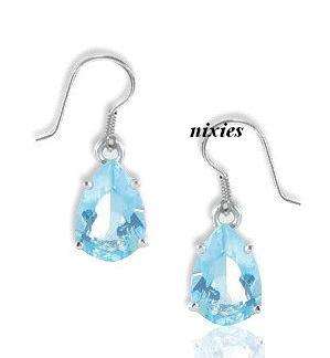 ADORABLE REAL BLUE TOPAZ TEARDROPS IN 925 STERLING SILVER