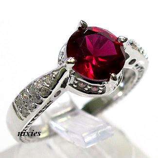 EXTRAORDINARY 925 STERLING SILVER GARNET CZ RING - SIZE 8(Q)