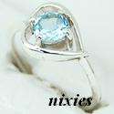 BEAUTIFUL SOFT BLUE TOPAZ SOLID 925 STERLING SILVER RING - SIZE 8(Q)
