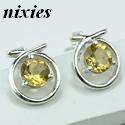 ELEGANT GENUINE CITRINE SOLID SILVER STUDS