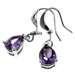 ADORABLE REAL AMETHYST TEARDROPS IN 925 STERLING SILVER