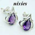 ATTRACTIVE GENUINE AMETHYST SOLID SILVER STUDS