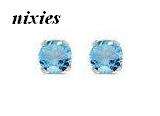 TINY REAL BLUE TOPAZ 925 STERLING SILVER STUDS