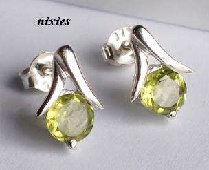 FASHIONABLE GENUINE PERIDOT SOLID SILVER STUDS