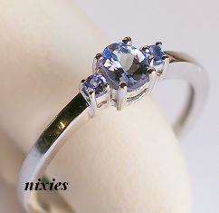 DAZZLING GENUINE TANZANITE 925 STERLING SILVER RING - SIZE 7(O)