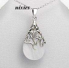 AWESOME MOTHER OF PEARL PENDANT IN PURE 925 STERLING SILVER