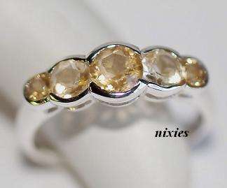 REAL CITRINE SOLID 925 STERLING SILVER RING - SIZE 8(Q)