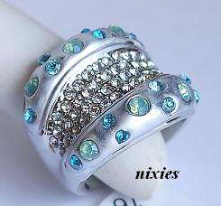TRENDY WHITE GOLD PLATED COCKTAIL RING - SIZE 6(M)