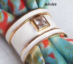 STYLISH WHITE COCKTAIL WEDDING SET WITH DIAMOND CZ - SIZE 7(O)