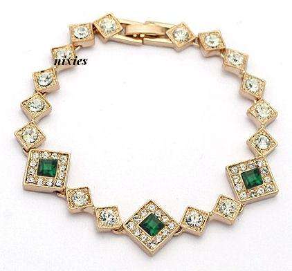 LOVELY EMERALD & DIAMOND SWAROVSKI BRACELET