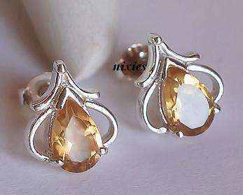 ATTRACTIVE GENUINE CITRINE SOLID SILVER STUDS