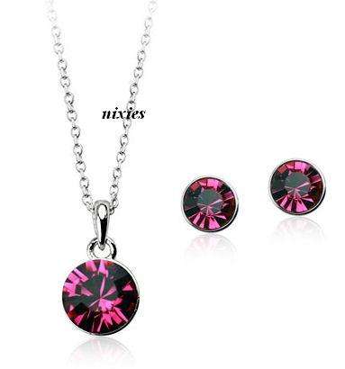 RICH GARNET SWAROVSKI SOLITAIRE NECKLACE SET