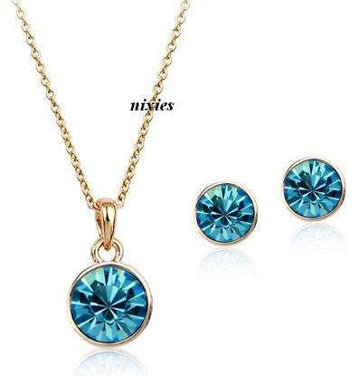 BLUE TOPAZ SWAROVSKI SOLITAIRE NECKLACE SET